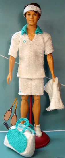 Vit stickad badhandduk med rutmönster för Barbie.
